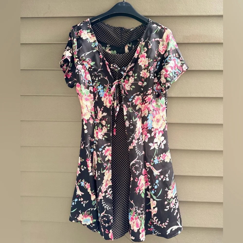 Nasty Gal Dot To Grow Flowers & Polka Dots Floral Print Dress - Size 4 - Picture 5 of 7